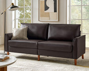 78.5" Mid-Century Faux Leather Sofa