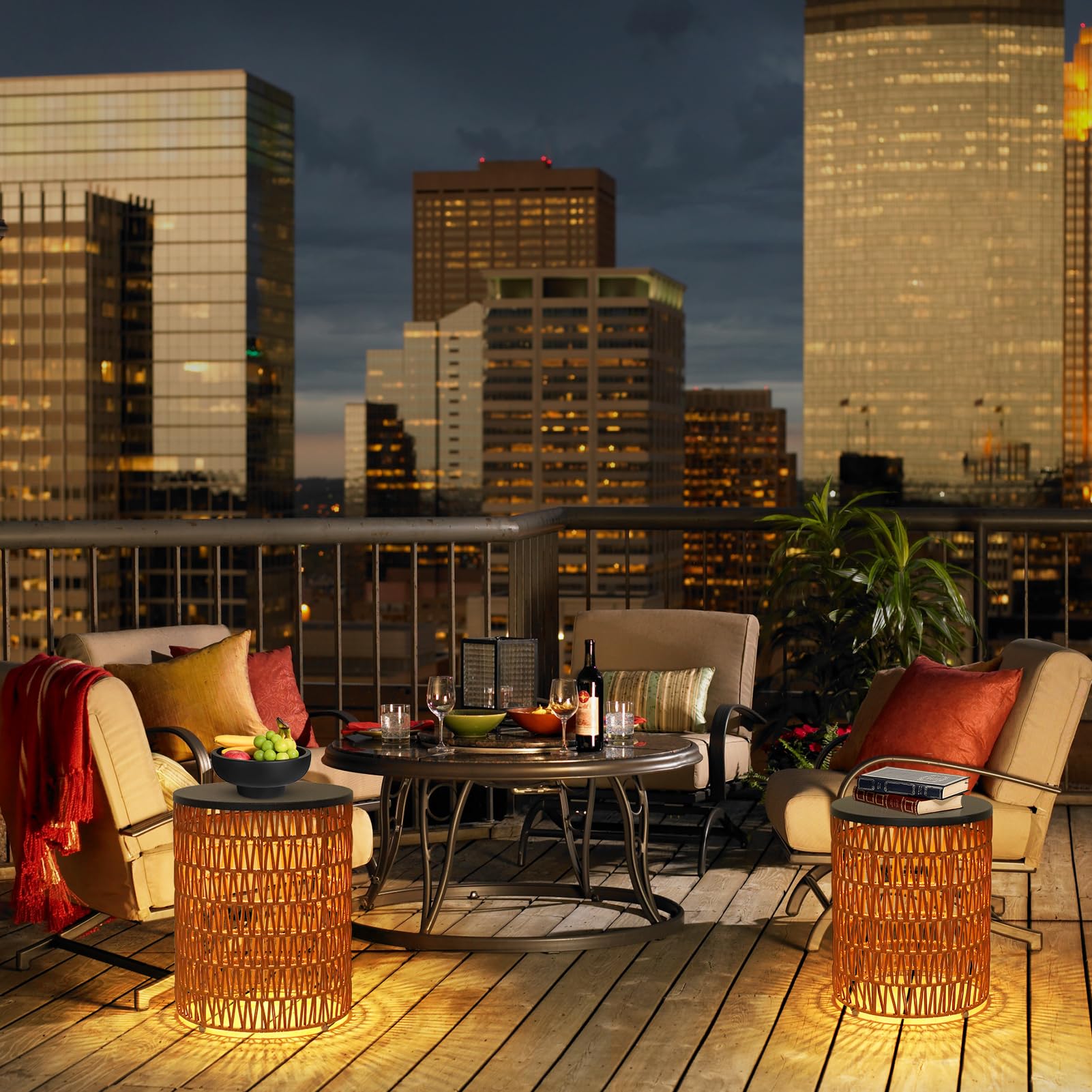 Outdoor Side Table with Dimmable Light