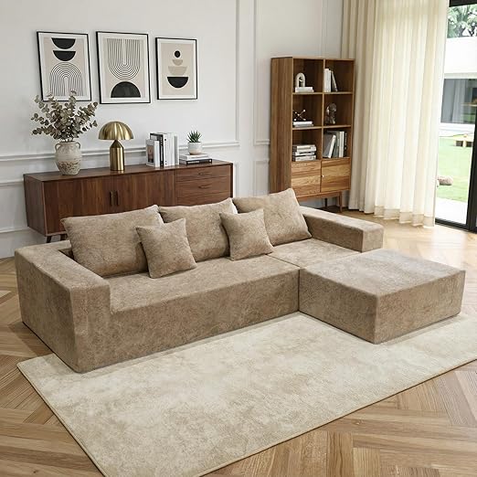 L-Shaped Cloud Couch Sectional Sofa with Deep Seat