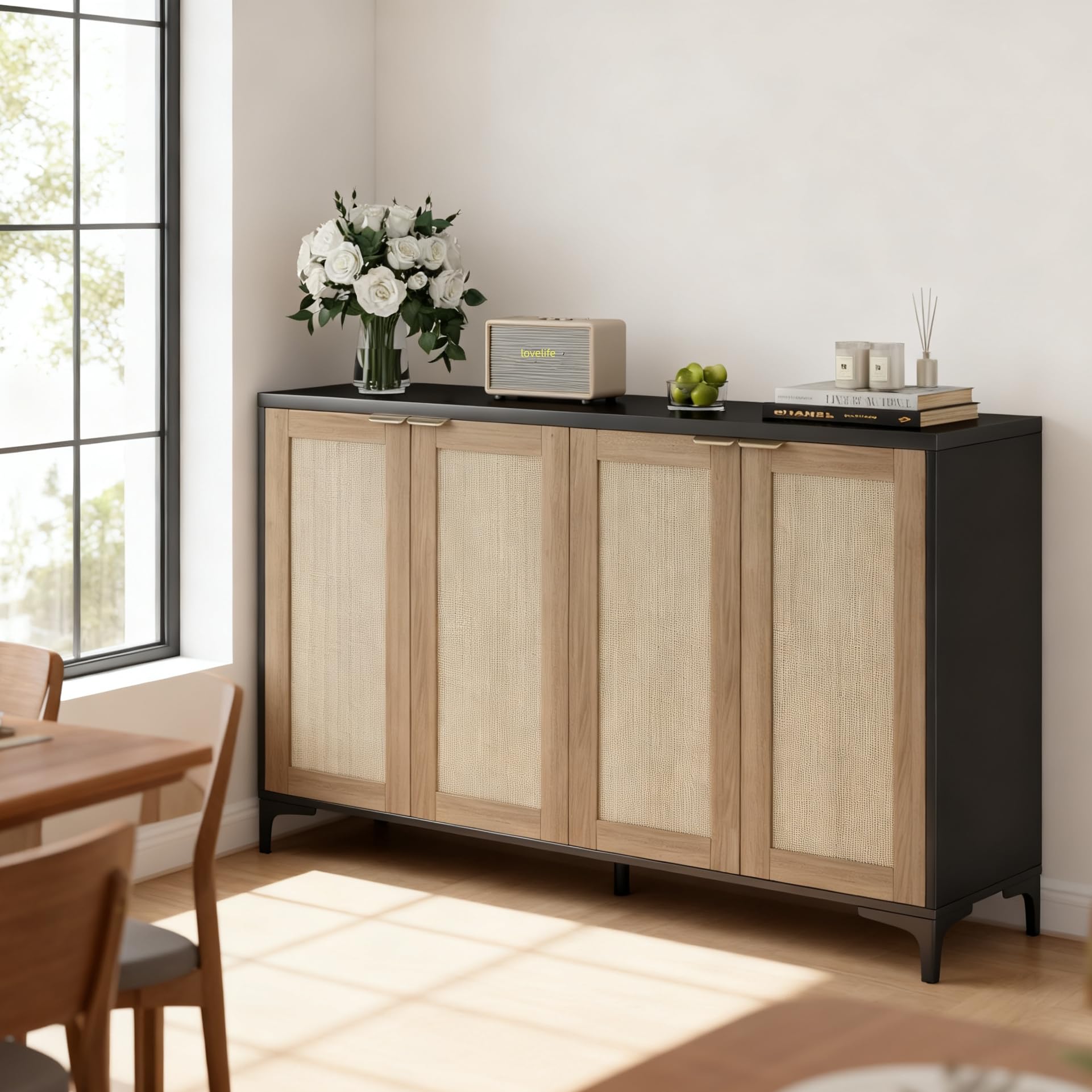 Rattan Sideboard Buffet Cabinet with Storage