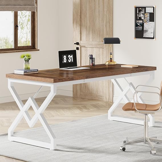 63-Inch Executive Desk with Metal Frame