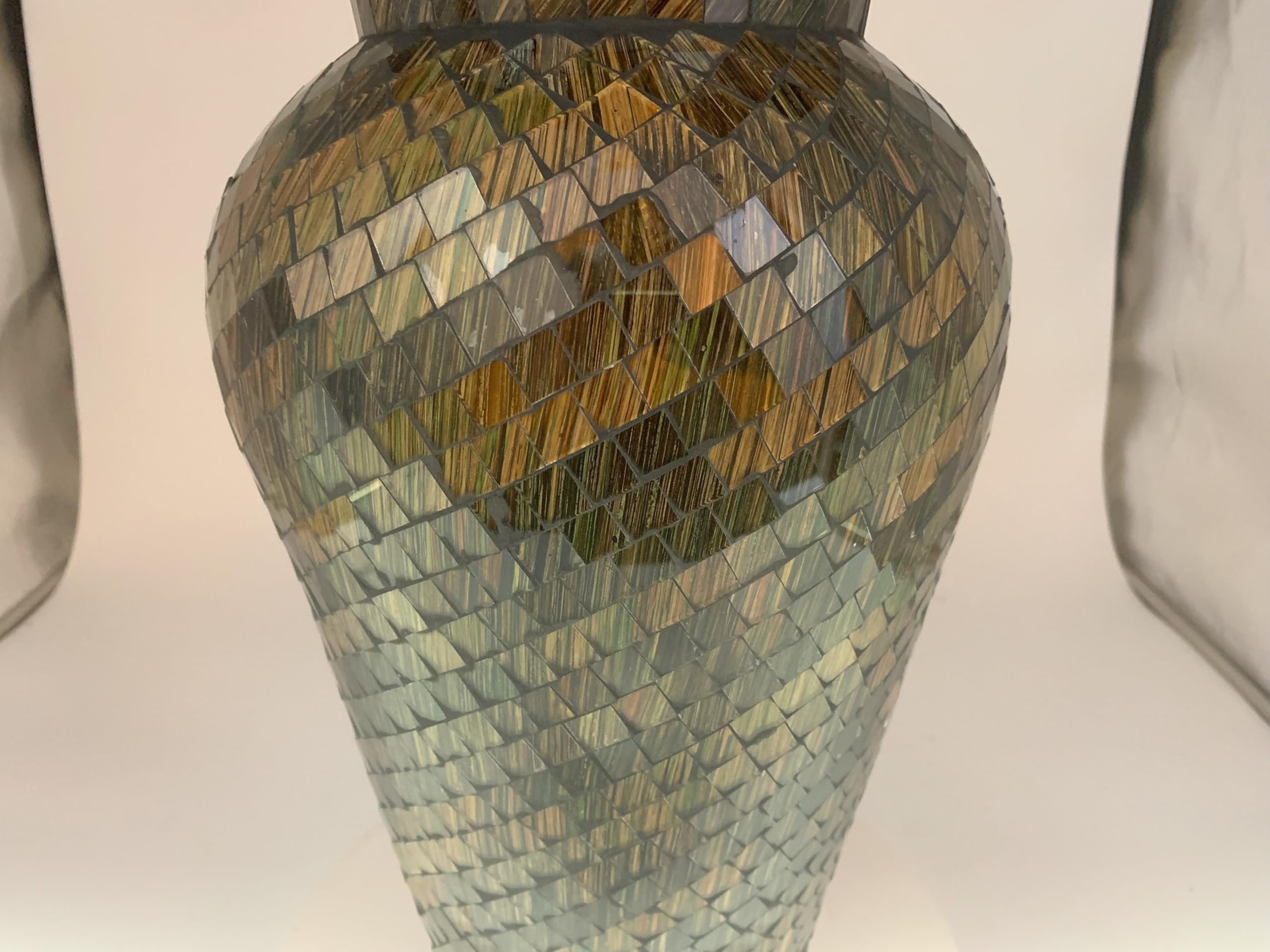 18 Inch Mosaic Floor Vase Tall Cylinder Terracotta