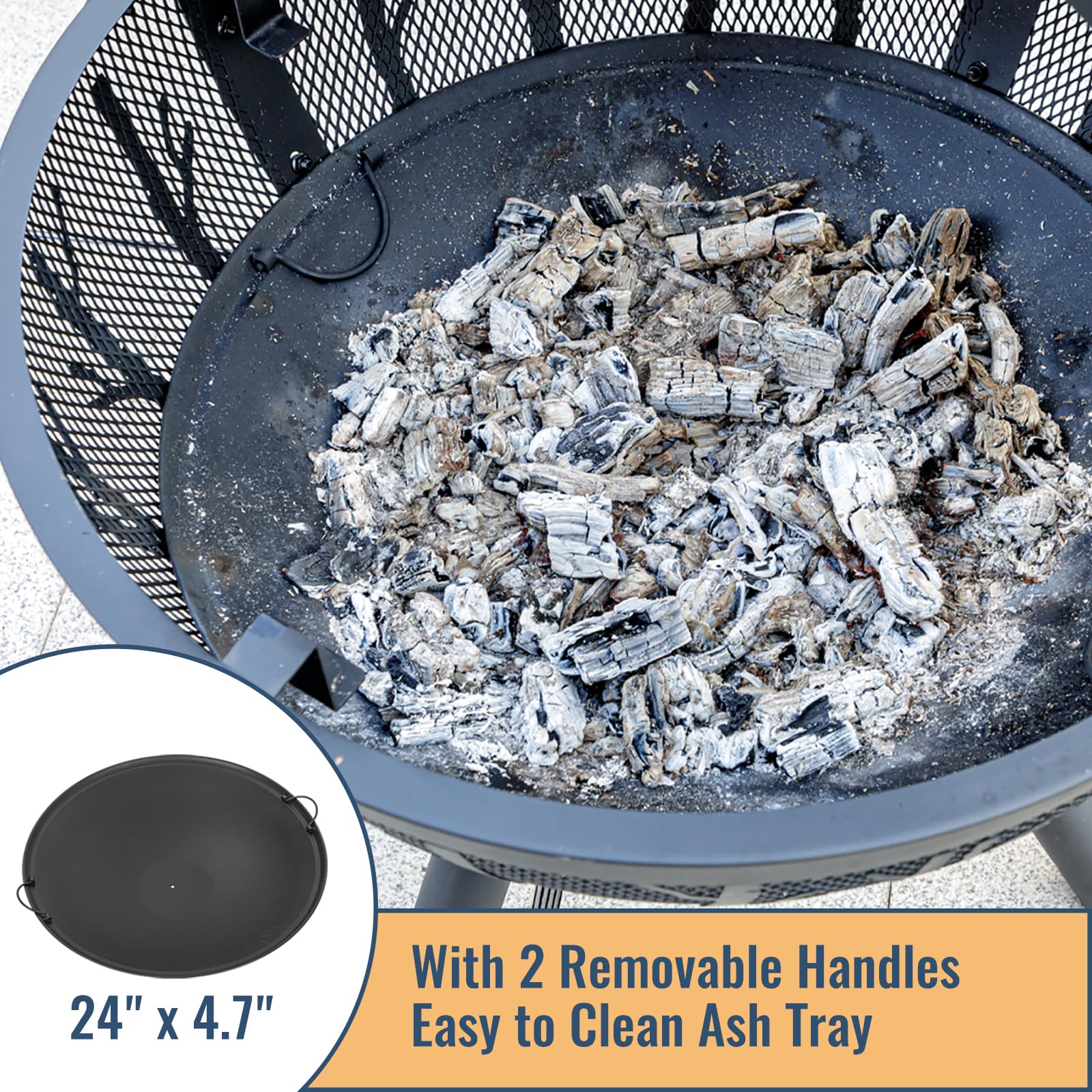 35 Inch Wood Burning Fire Pit with BBQ Grill