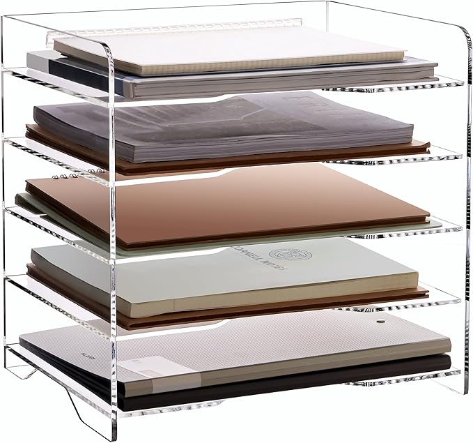 5-Tier Acrylic Desk File Organizer with Handle