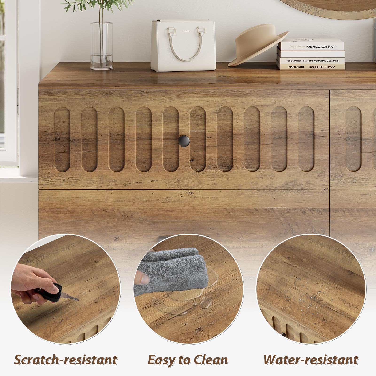 Farmhouse 6 Drawer Dresser with Fluted Design