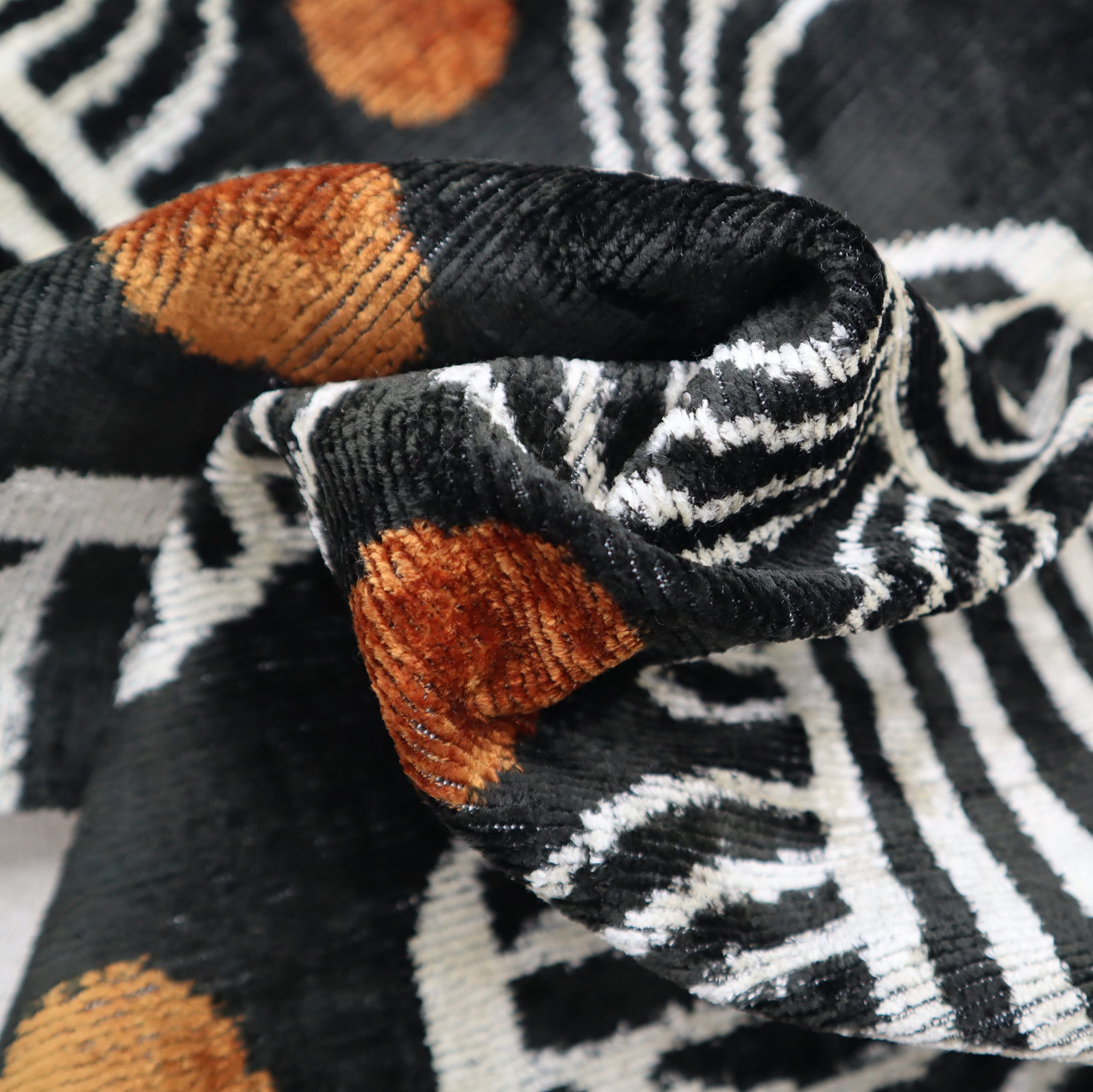 Handmade Velvet Throw Pillow 16x24 - Down Feather Fill Geometric Striped Design