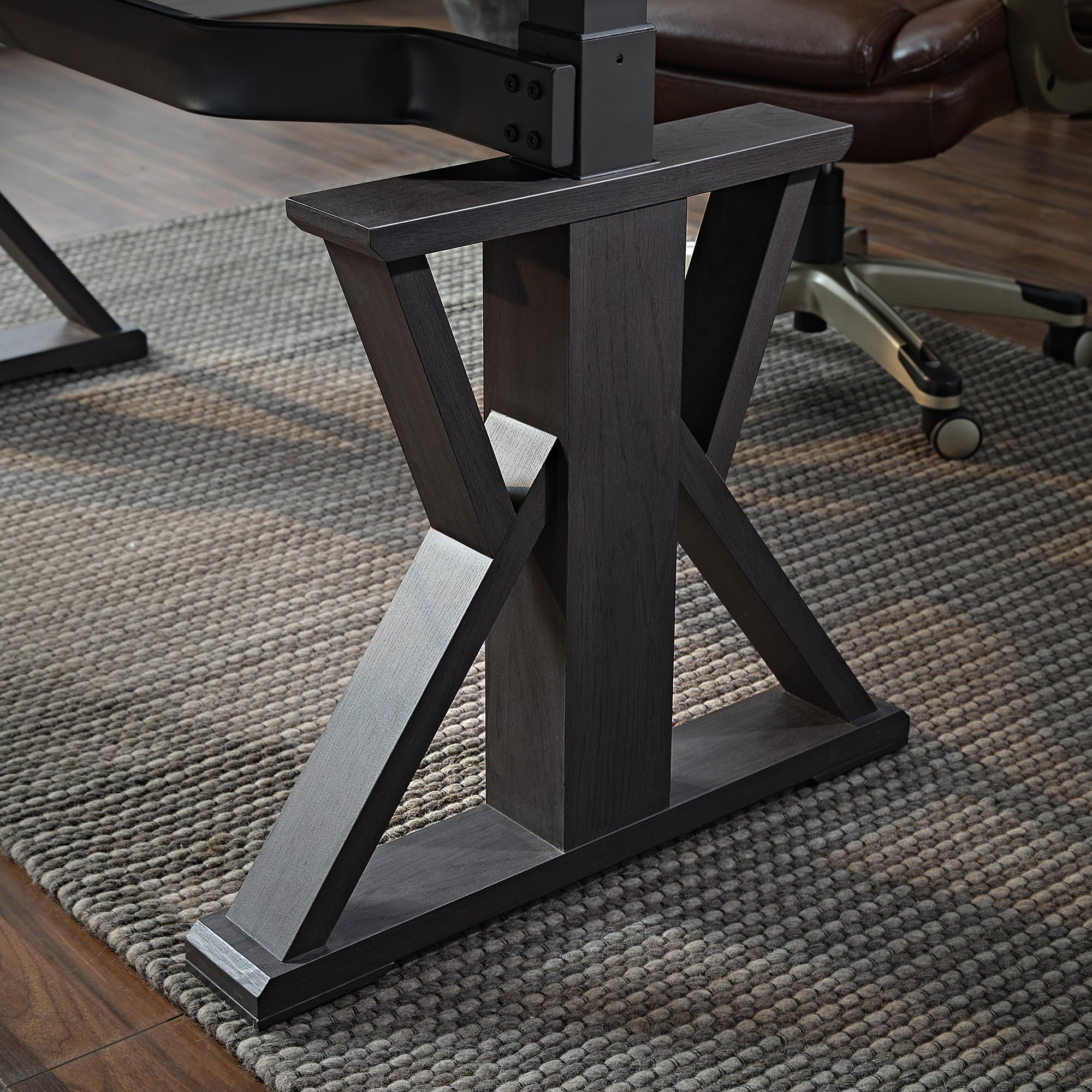 Leather Standing Desk 60 Inch with Drawers