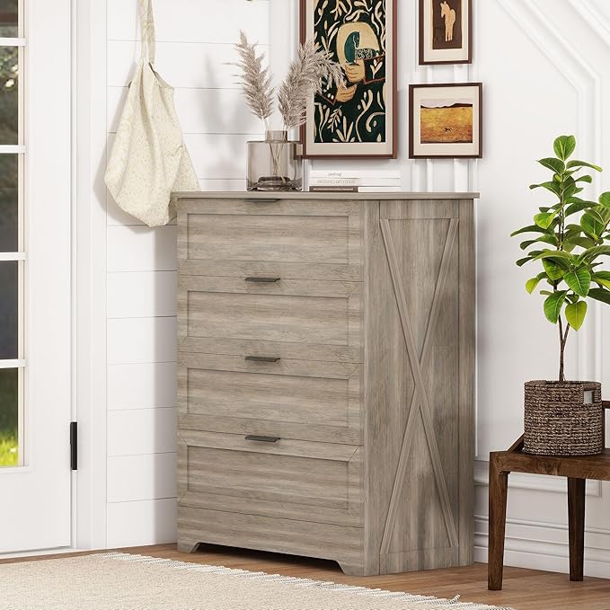 Modern 4 Drawer Dresser with Rose Gold Handles