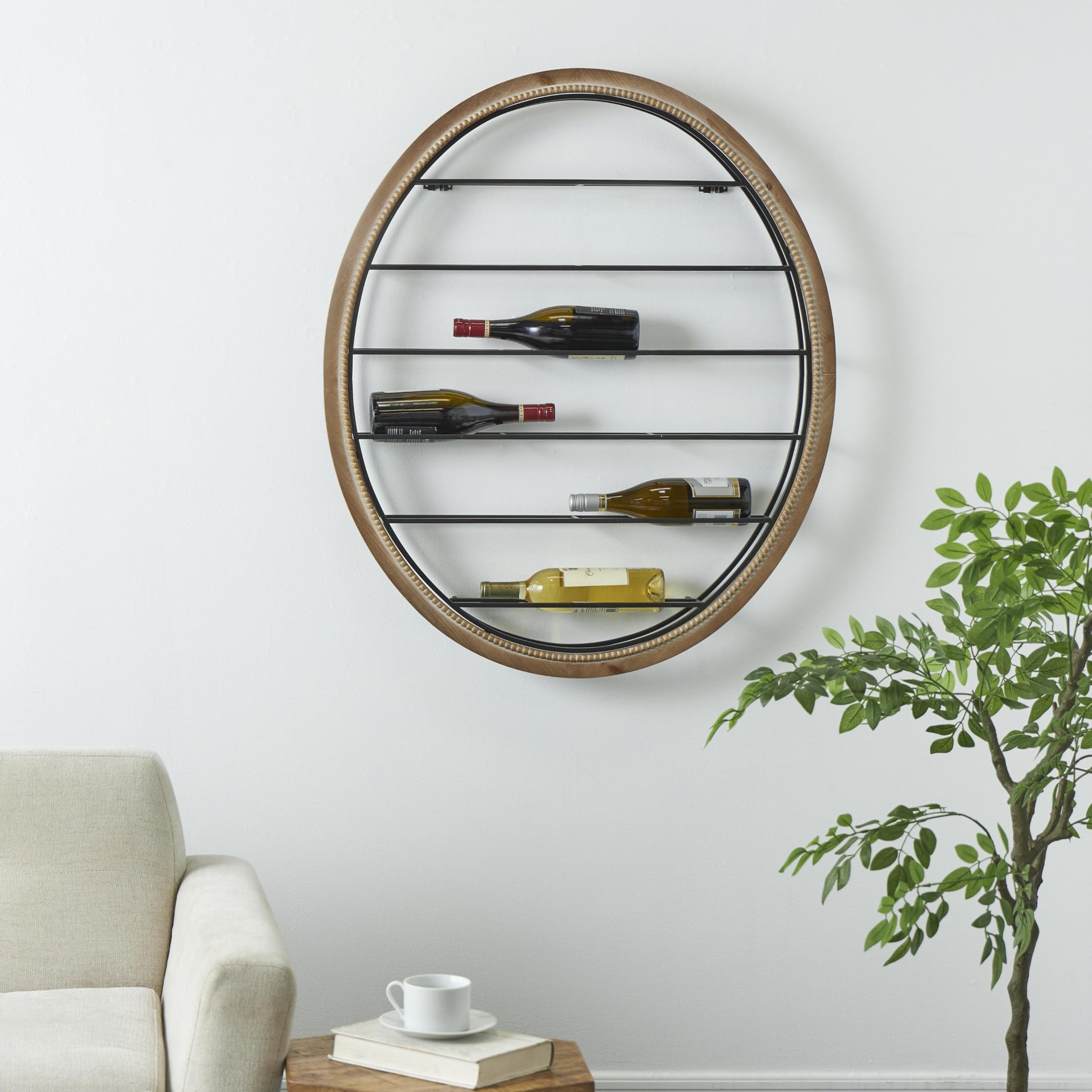 Wall Wine Rack 13 Bottle Farmhouse Metal Oval