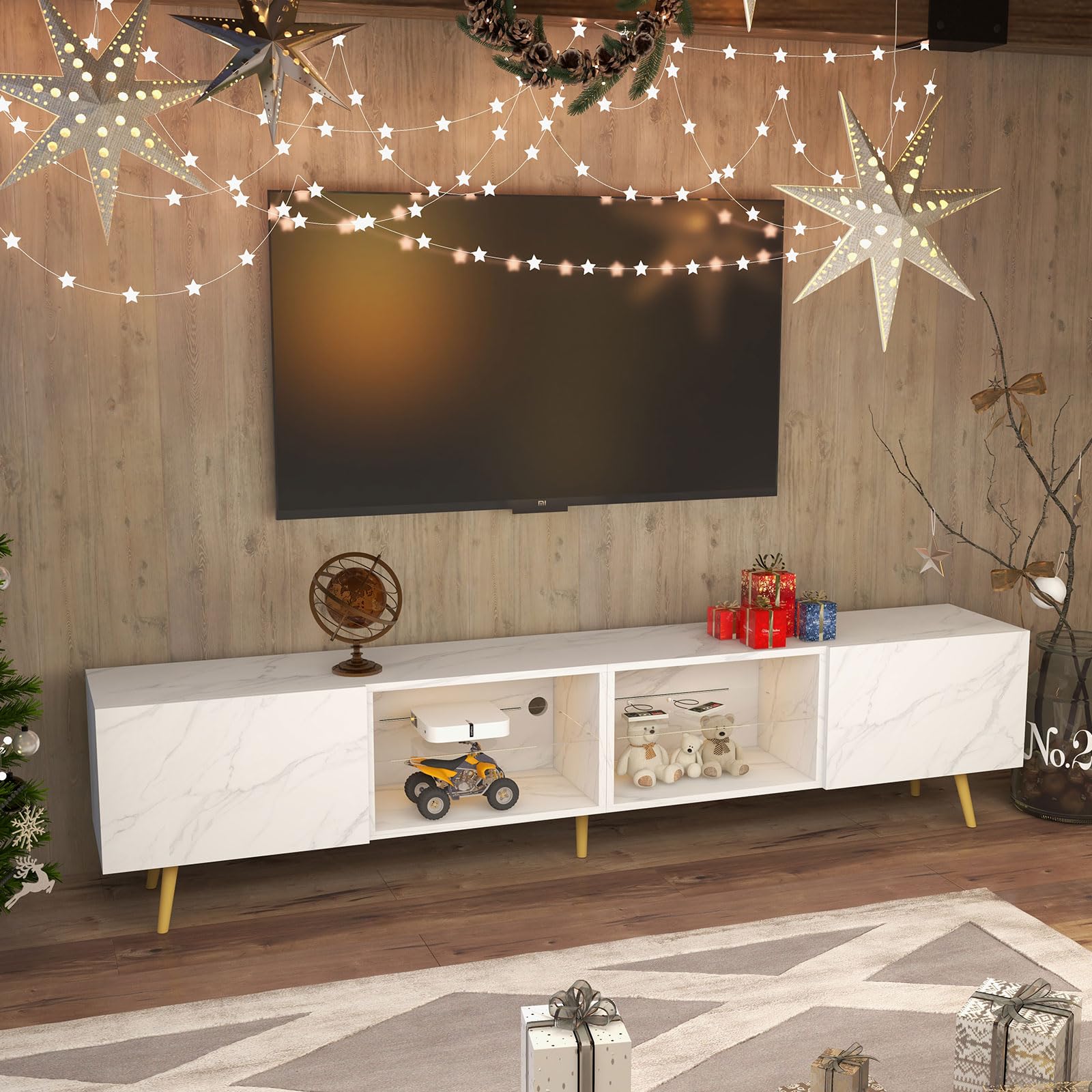 86" LED TV Stand with RGB Lighting and Storage