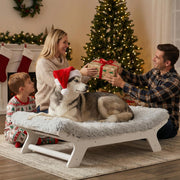 Elevated Dog Bed with Wooden Frame and Washable Mattress - XL