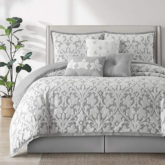7 Piece Jacquard Comforter Set Queen