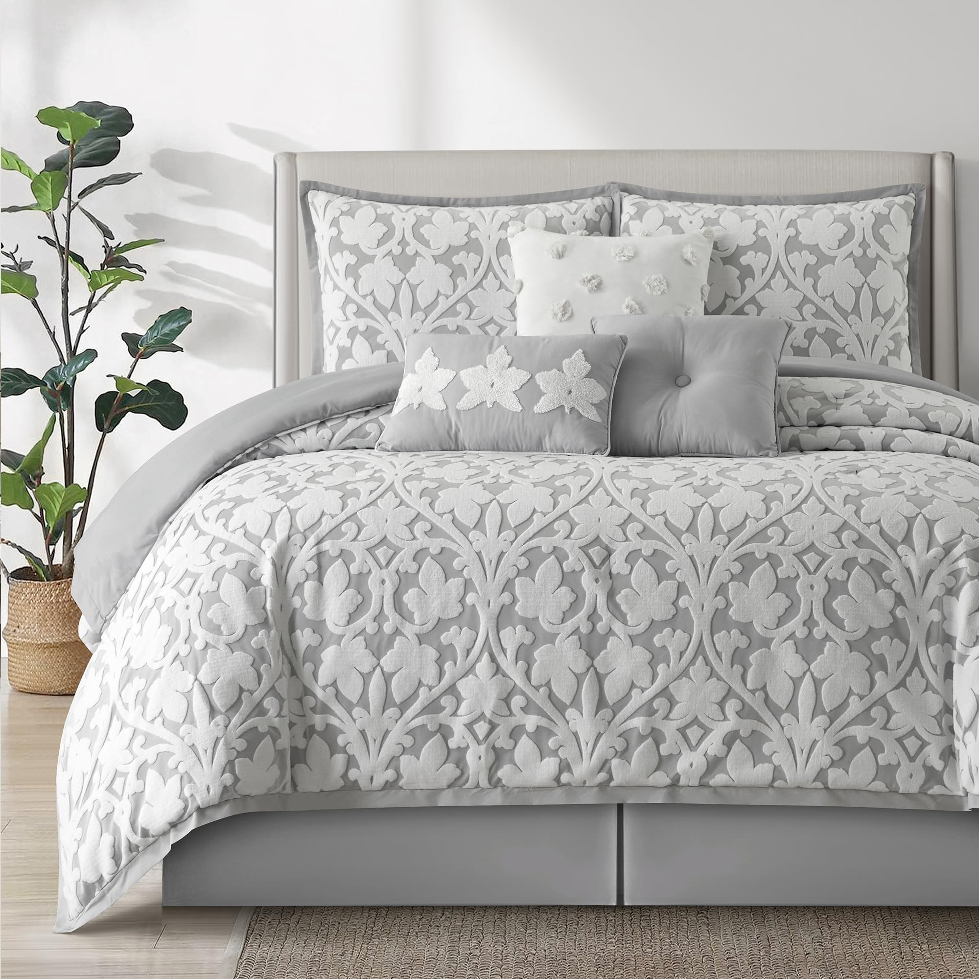 7 Piece Jacquard Comforter Set Queen