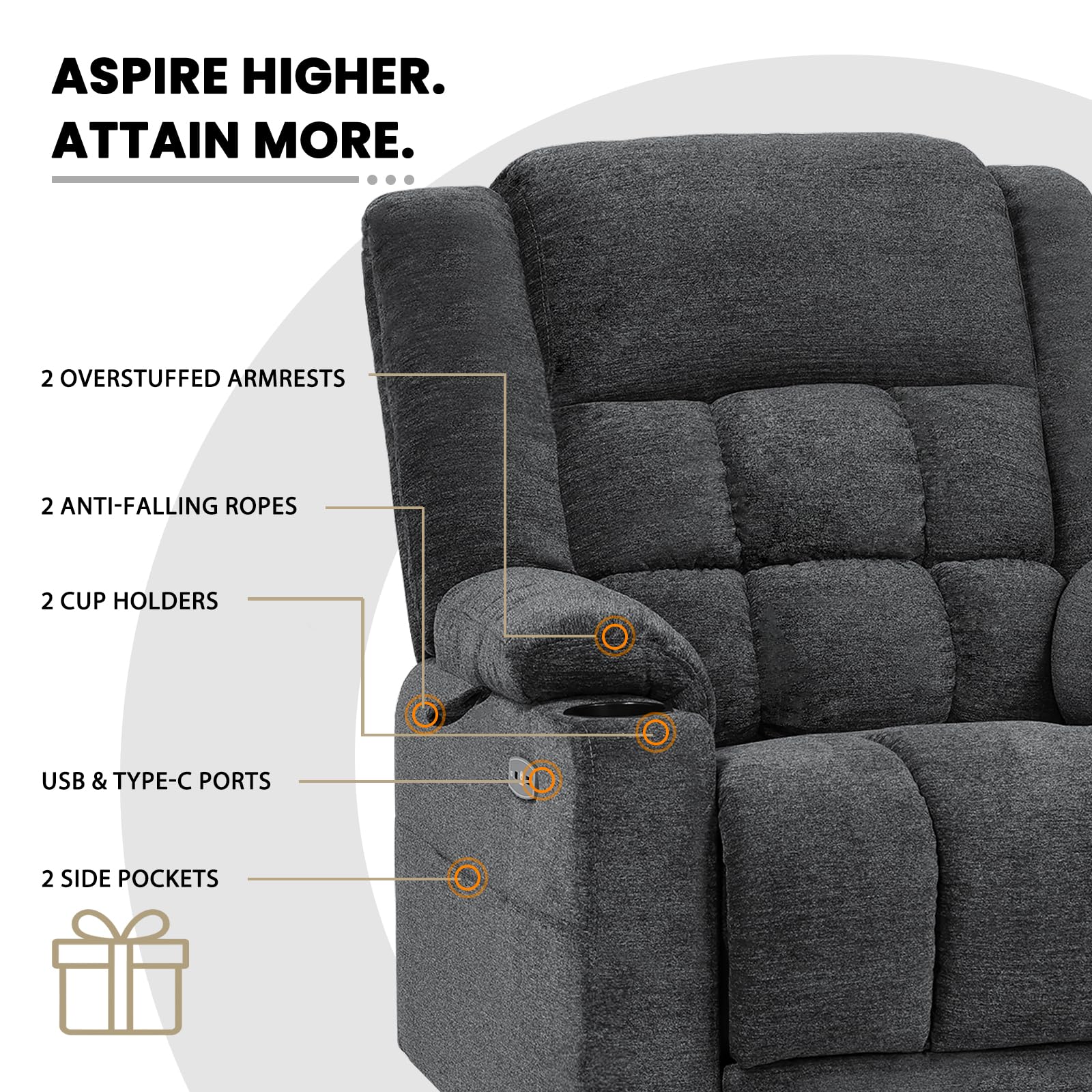 Dual Motor Power Lift Recliner with Heat and Massage