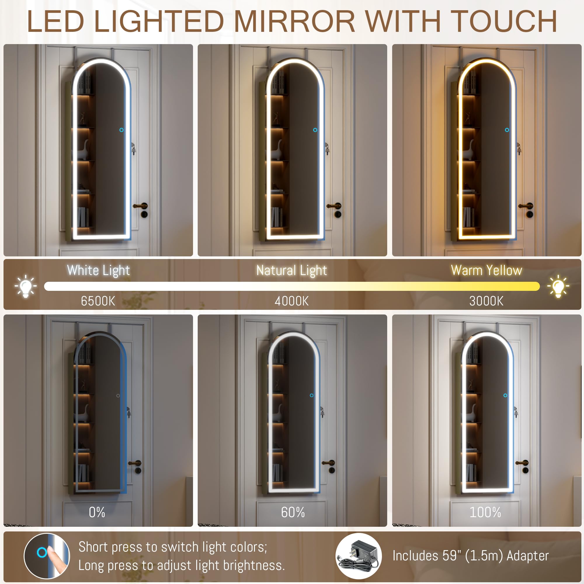 Wall Mounted Jewelry Organizer with LED Mirror