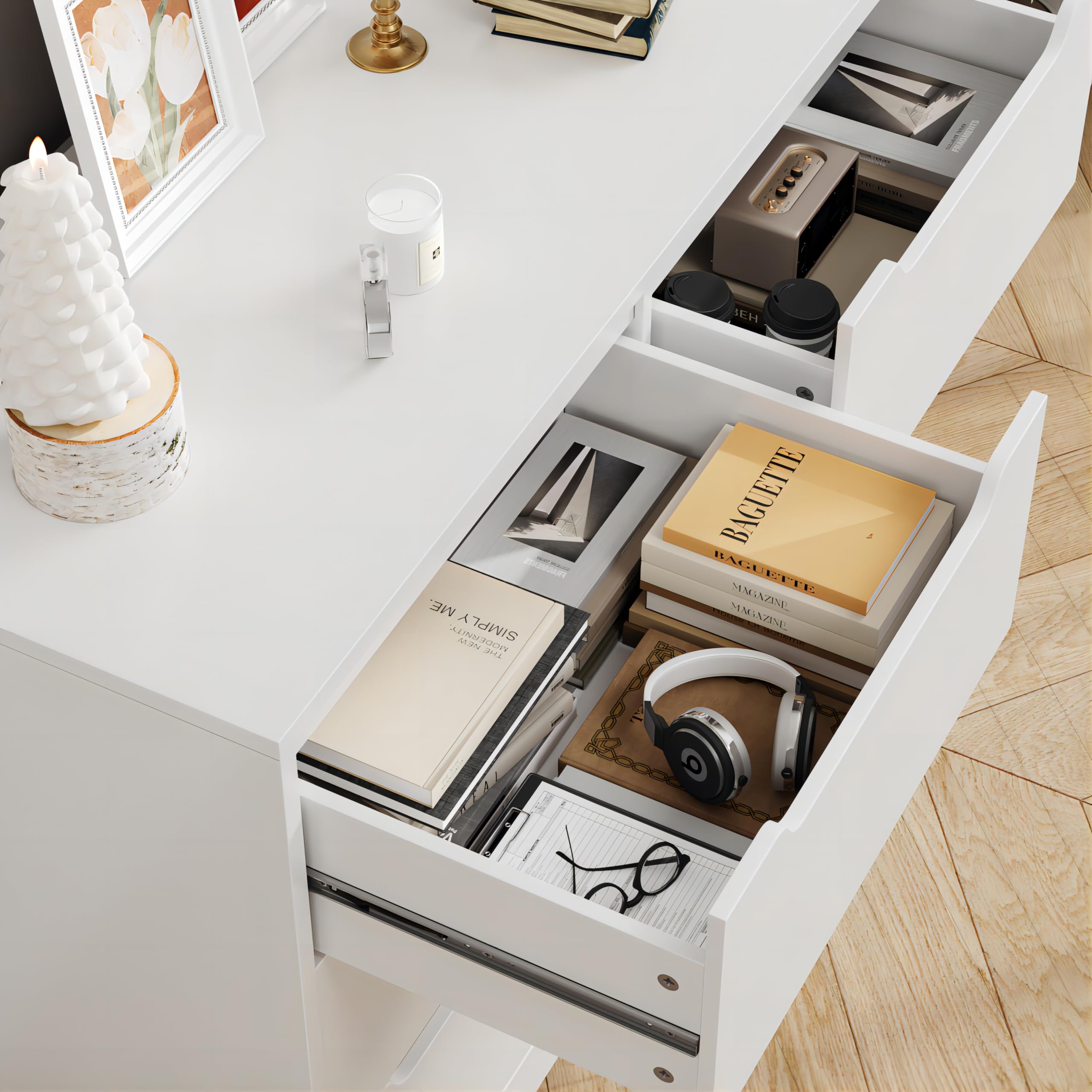 Modern 6 Drawer Dresser with Cut-Out Handles