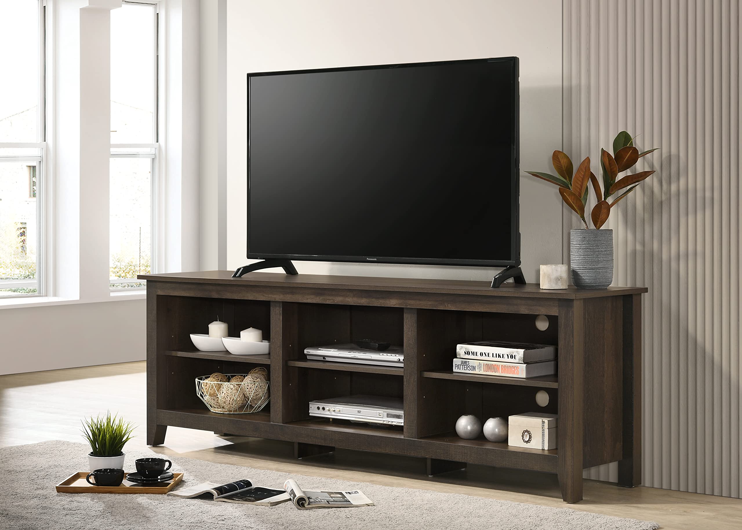 70-Inch TV Stand with Open Shelves