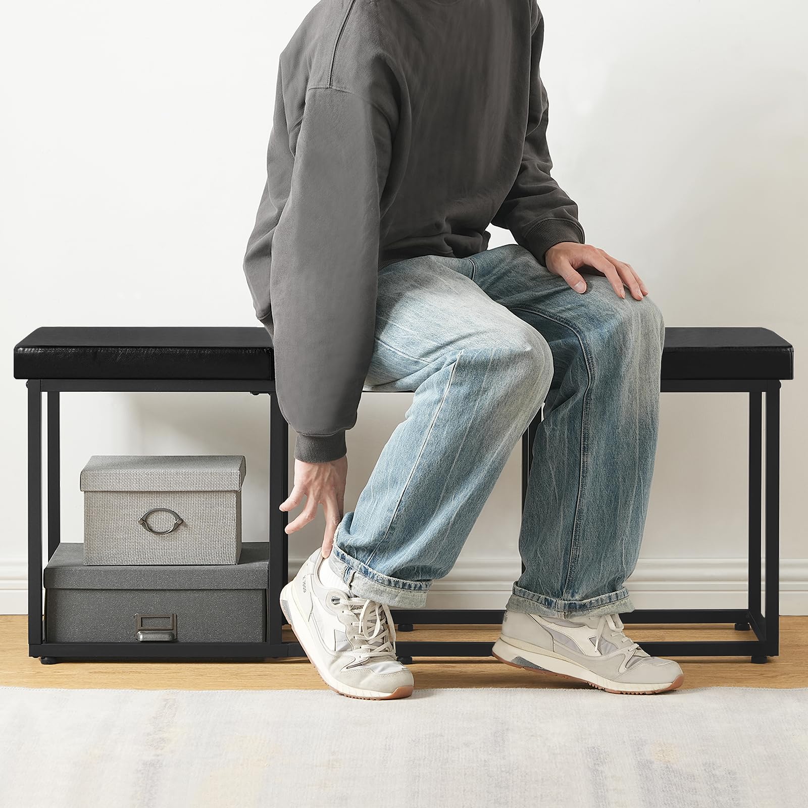 Dining Bench with PU Leather Upholstered Seat