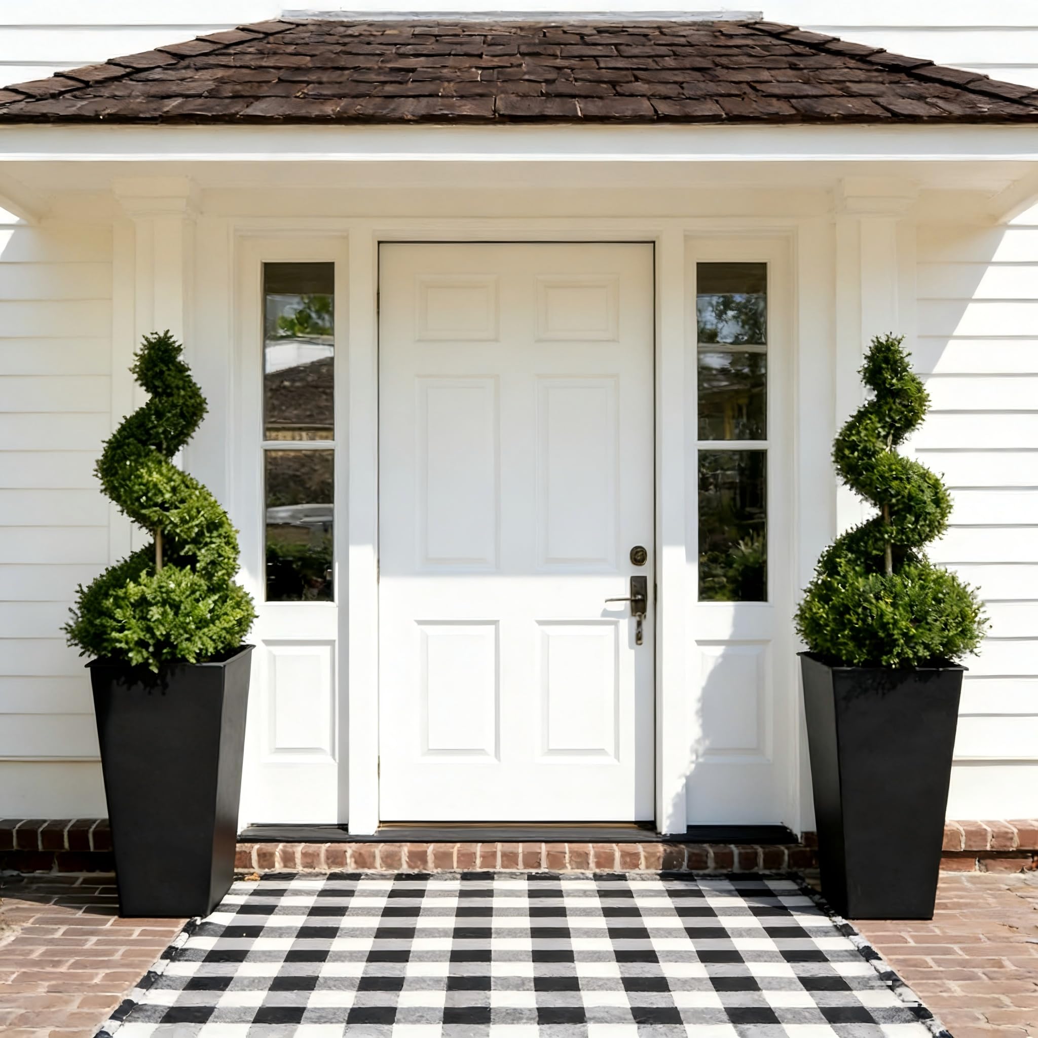 27" Tall Planters Set of 2 Black Outdoor Weather-Resistant with Drainage