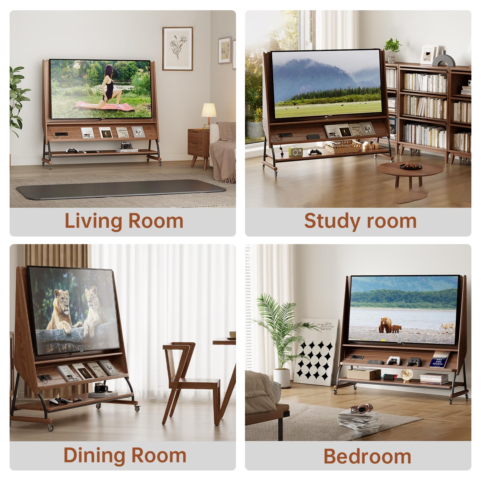 Rolling TV Stand with Wheels 40-60 Inch Height Adjustable