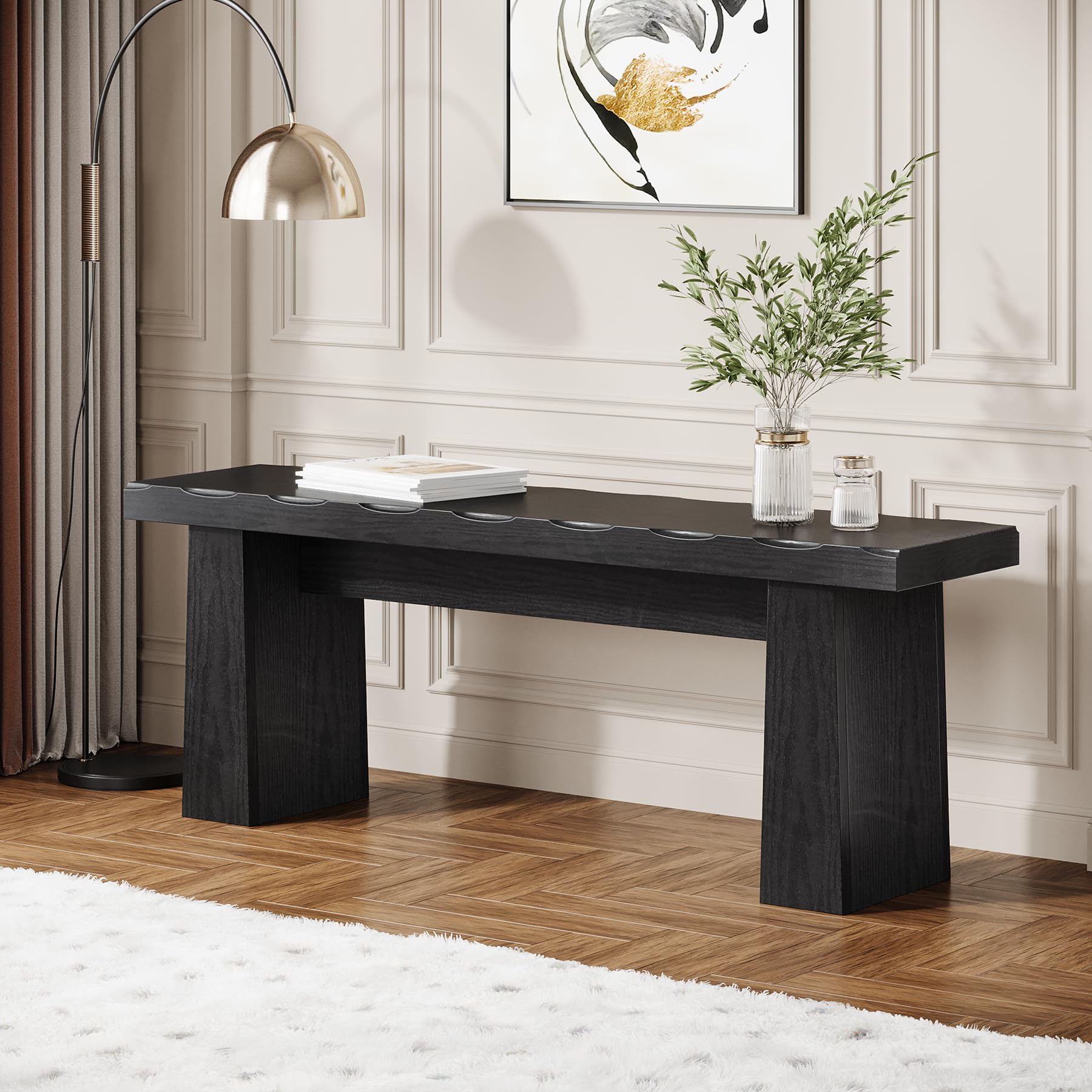 47-Inch Wooden Entryway Bench with Sturdy Frame