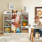 Toy Storage Organizer with Stuffed Animal Zoo Net and 8 Cubbies