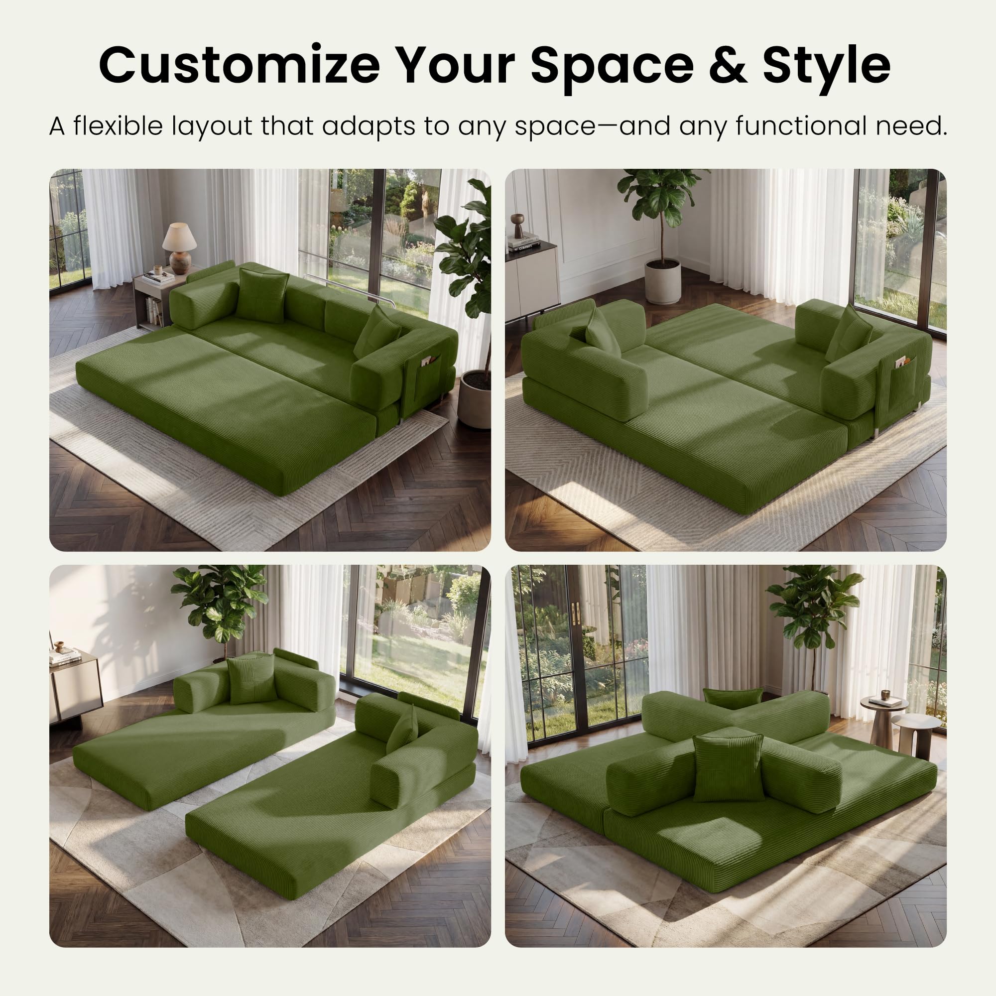 78.8" Convertible Sofa Bed with Storage Pocket