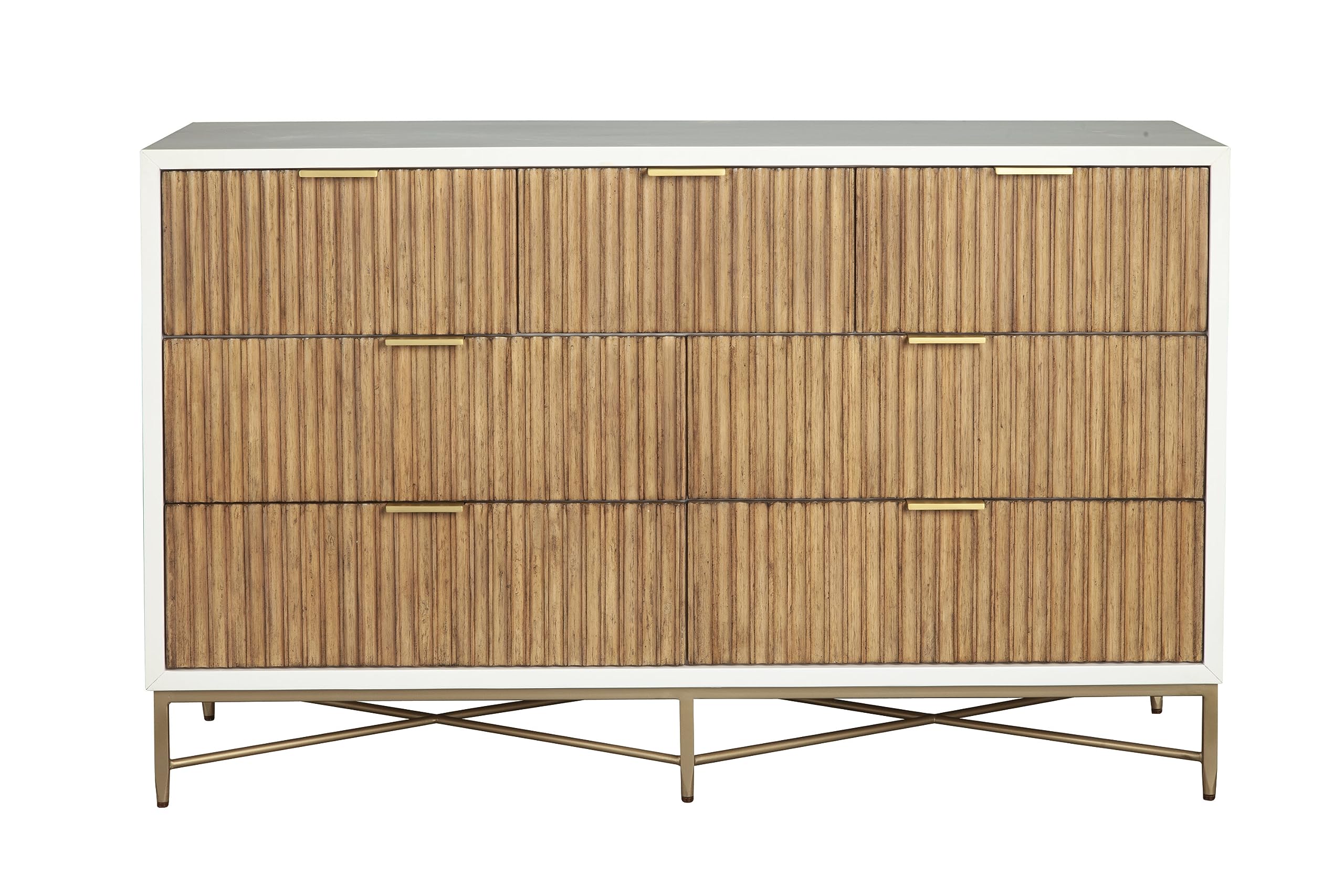 Larsen Dresser White with Textured Wood Drawers