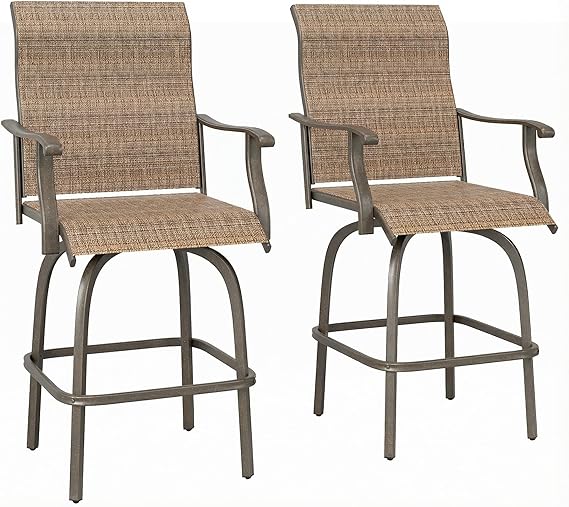 Outdoor Swivel Bar Stools Set of 2 with Armrests