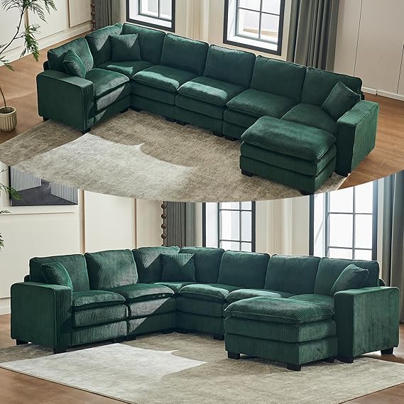 Large Modular Sectional Sofa 6-Seat with Ottoman