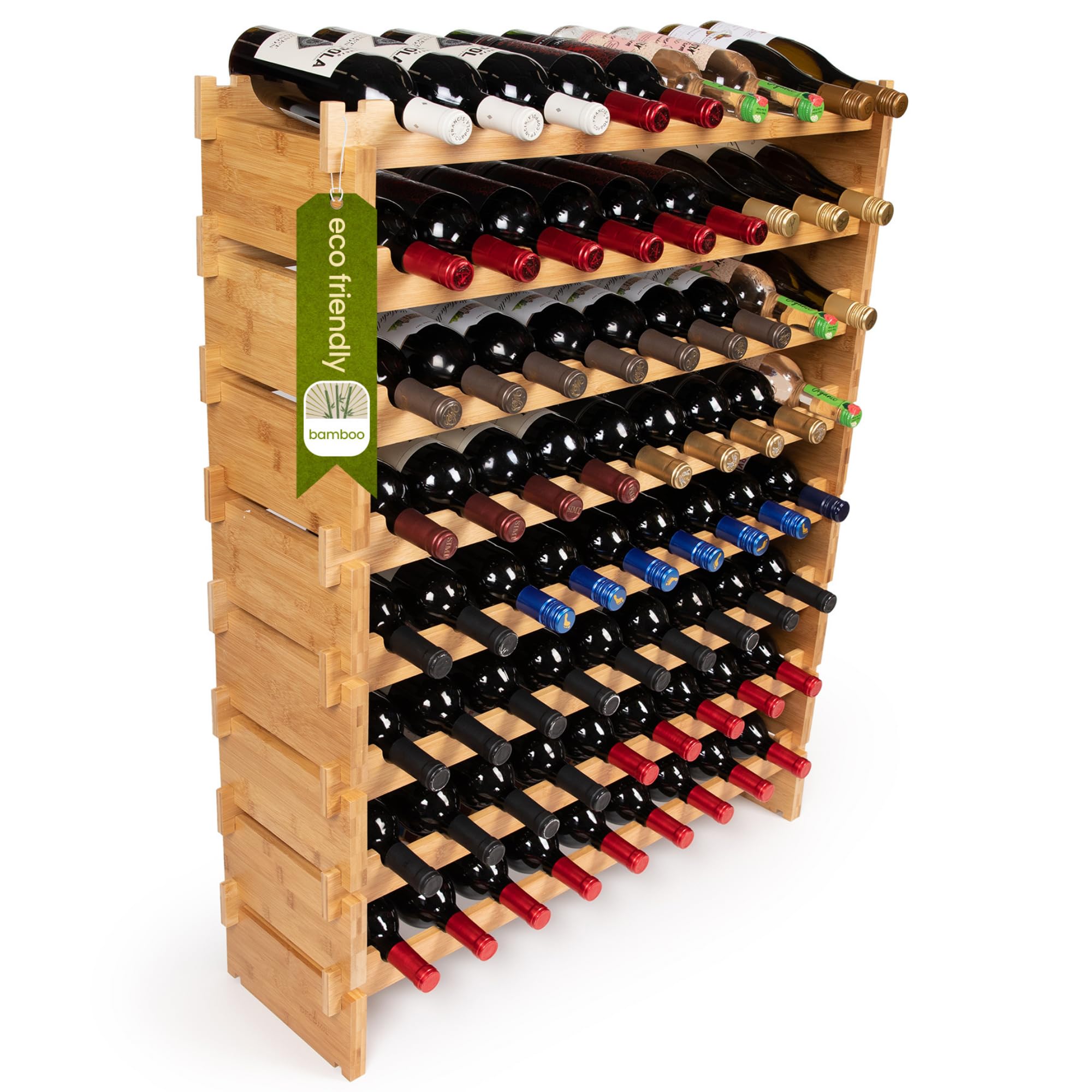 72 Bottle Stackable Bamboo Wine Rack