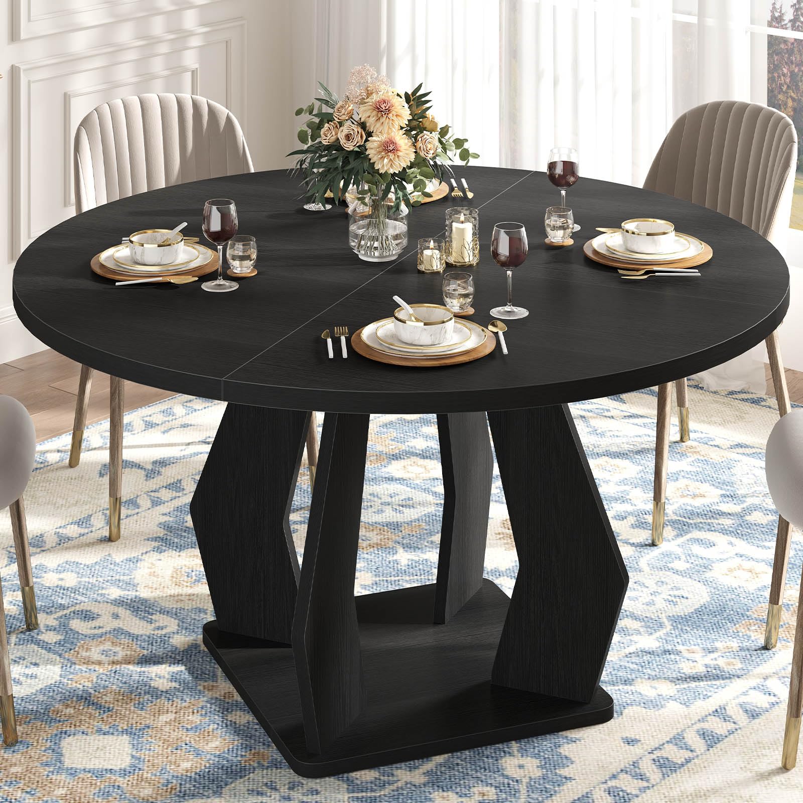 47 Inch Round Dining Table for 4-6