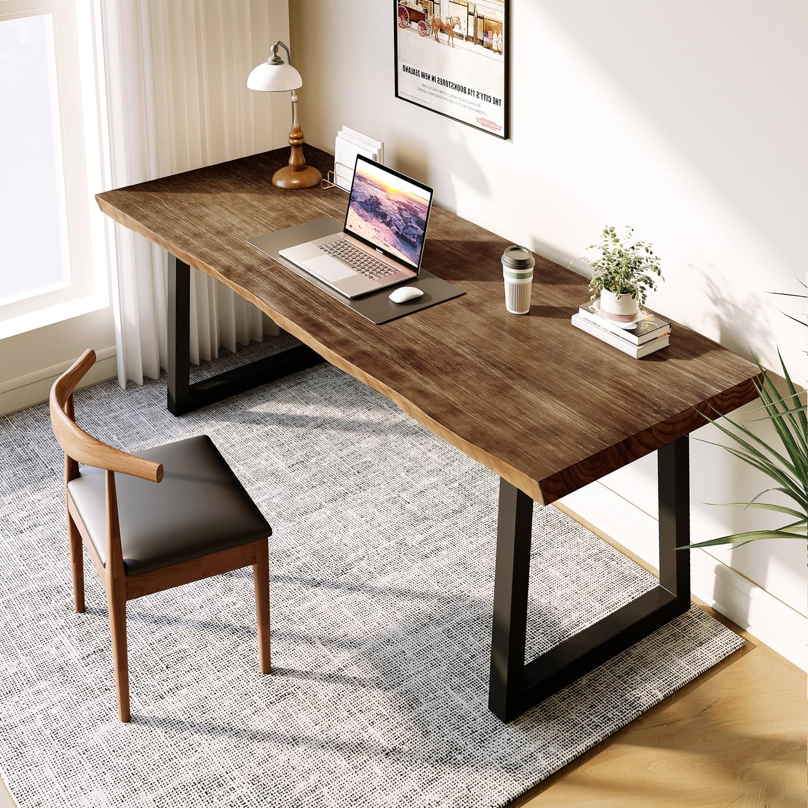 Solid Wood Office Desk with Live Edge