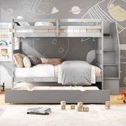 Twin Over Twin Bunk Bed with Trundle and Stairs