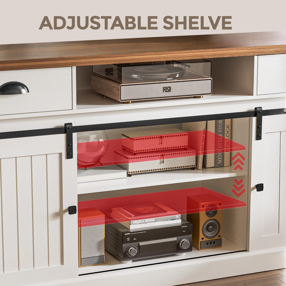 Farmhouse TV Stand for TVs up to 65 Inch with Storage