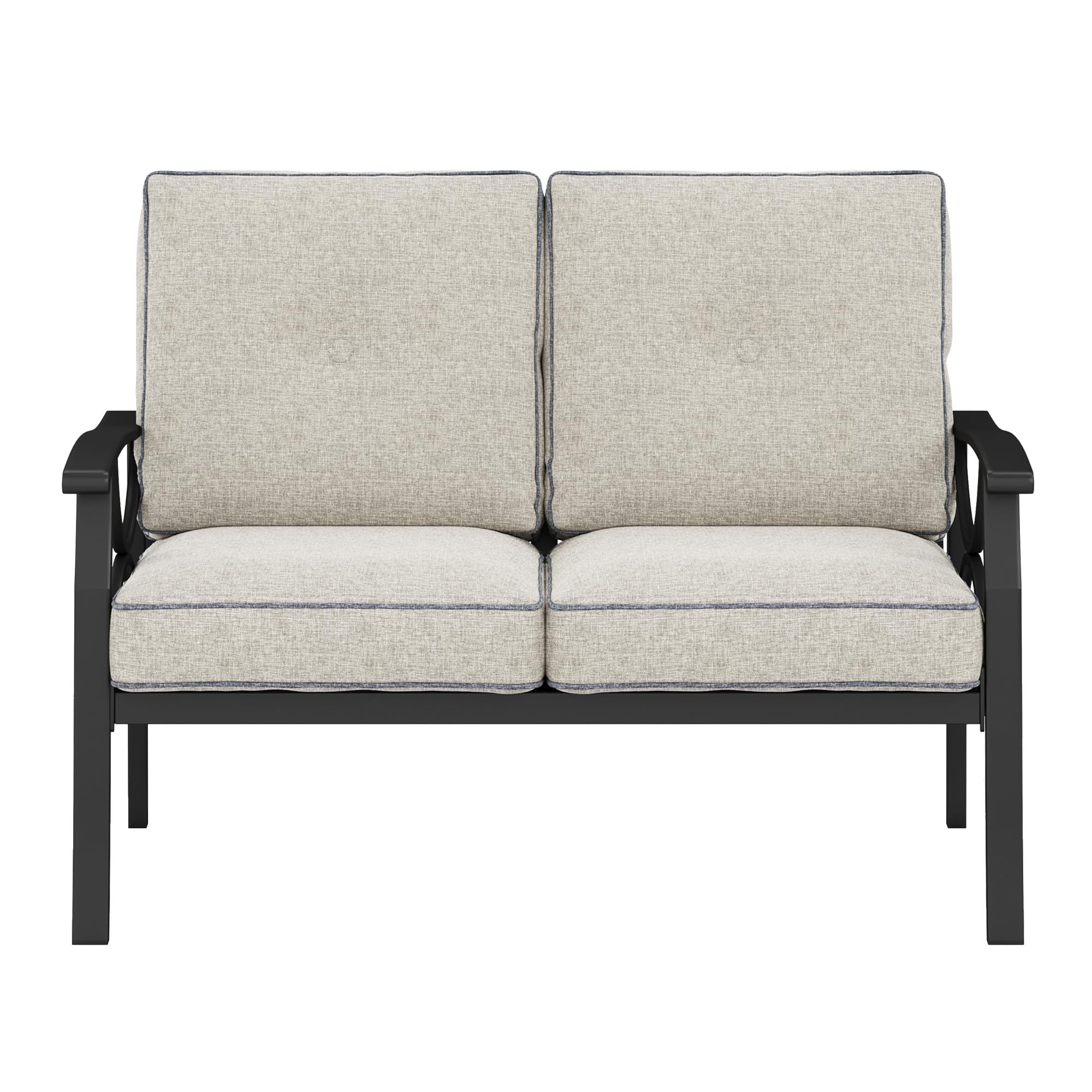 Patio Loveseat All-Weather Outdoor 2-Seat Sofa with Gray Cushions