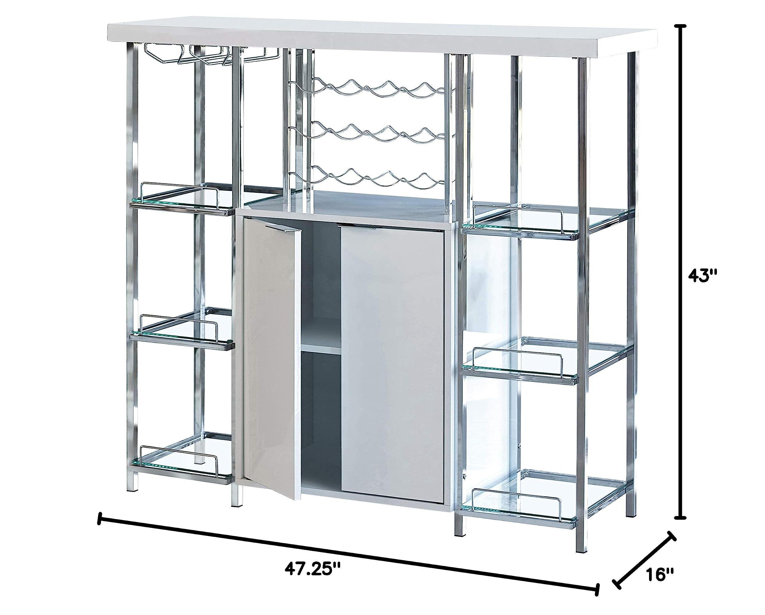 2-Door Bar Cabinet with Wine Storage and Stemware Rack