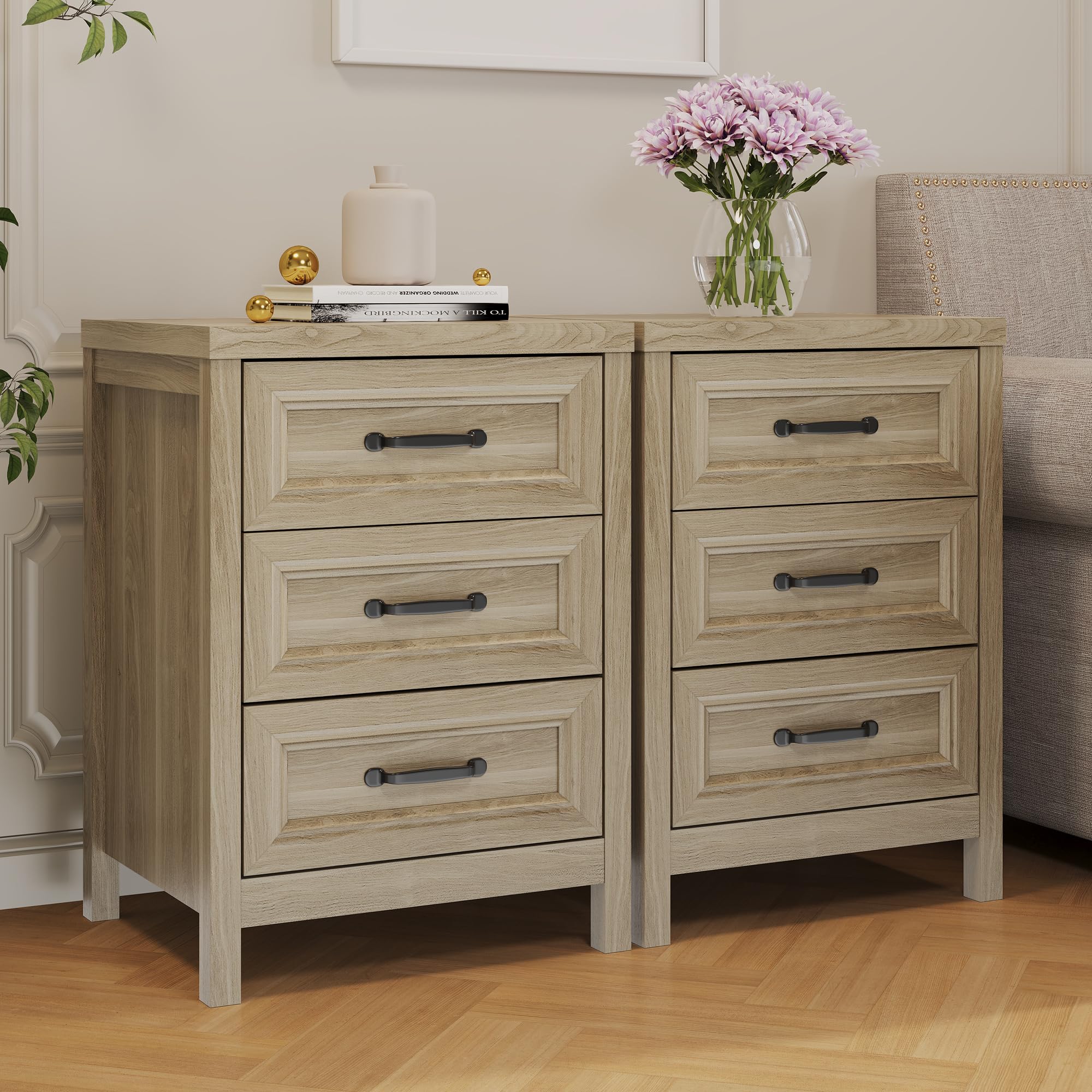 3 Drawer Nightstand with Modern Wood Design