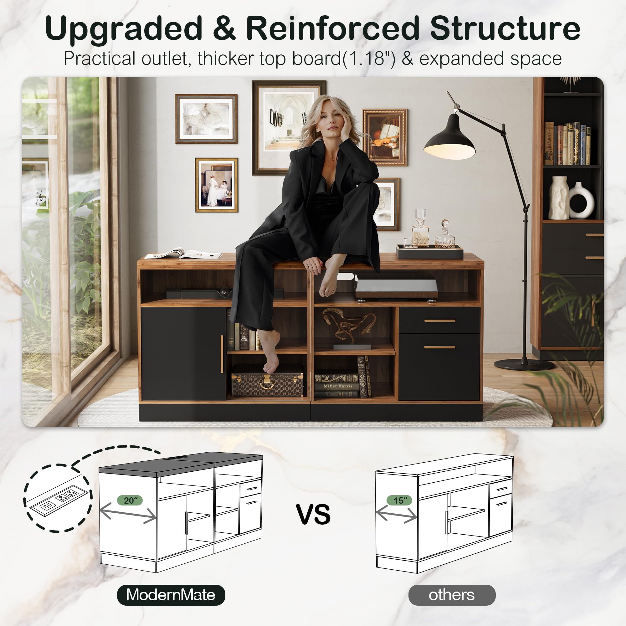 67" L-Shaped Electric Standing Desk with Storage
