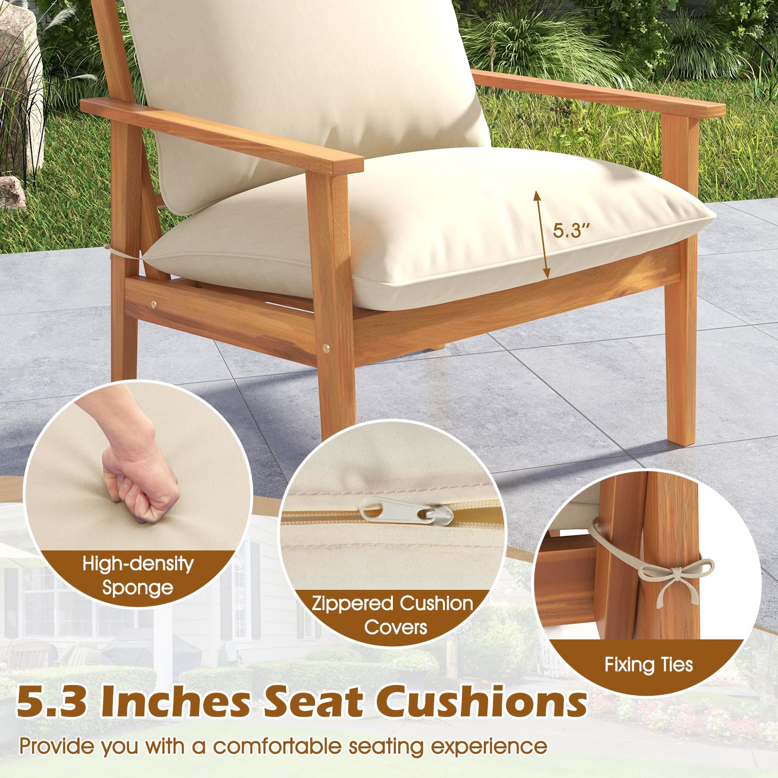 4-Piece Acacia Wood Patio Conversation Set