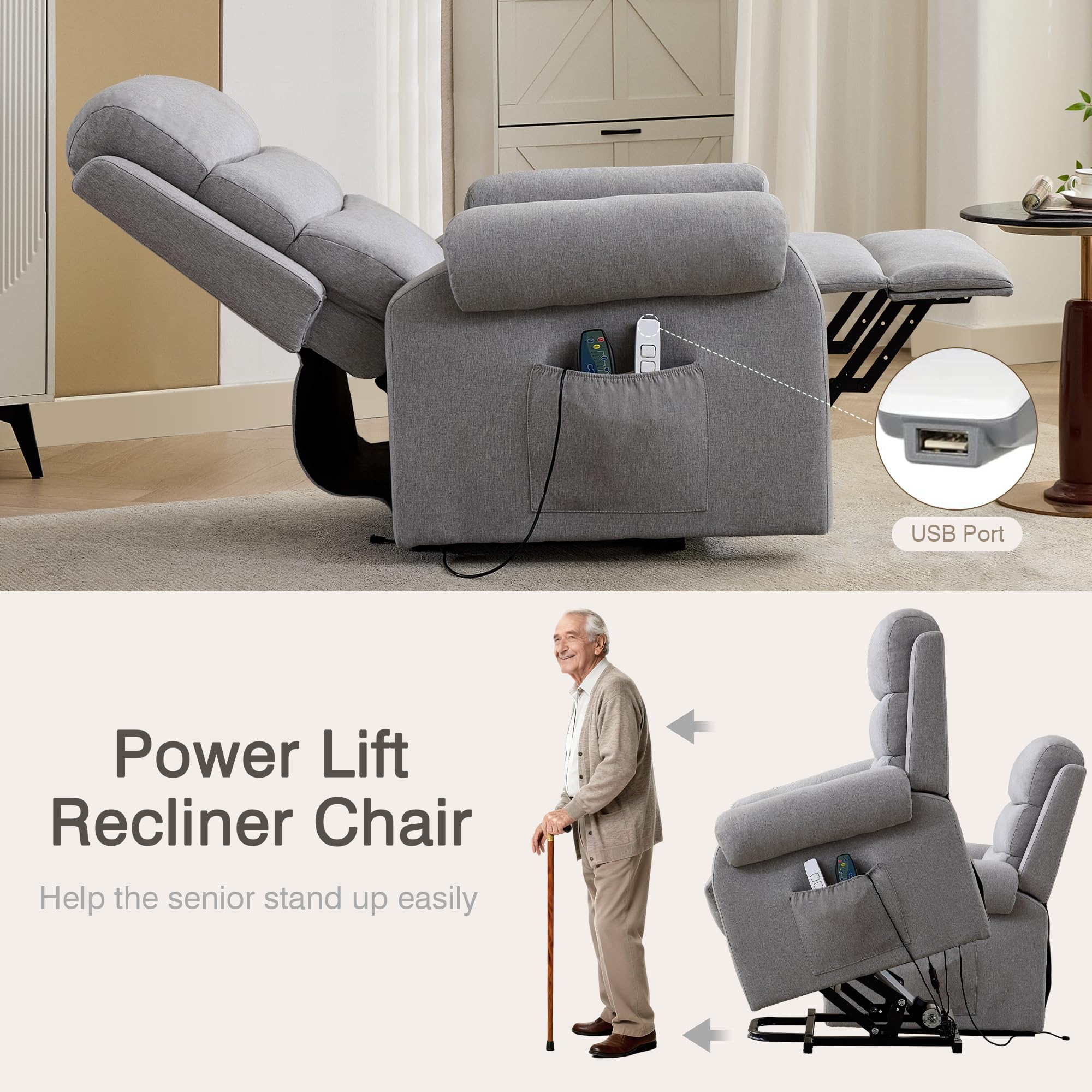 Power Lift Recliner Chair with Heat and Massage