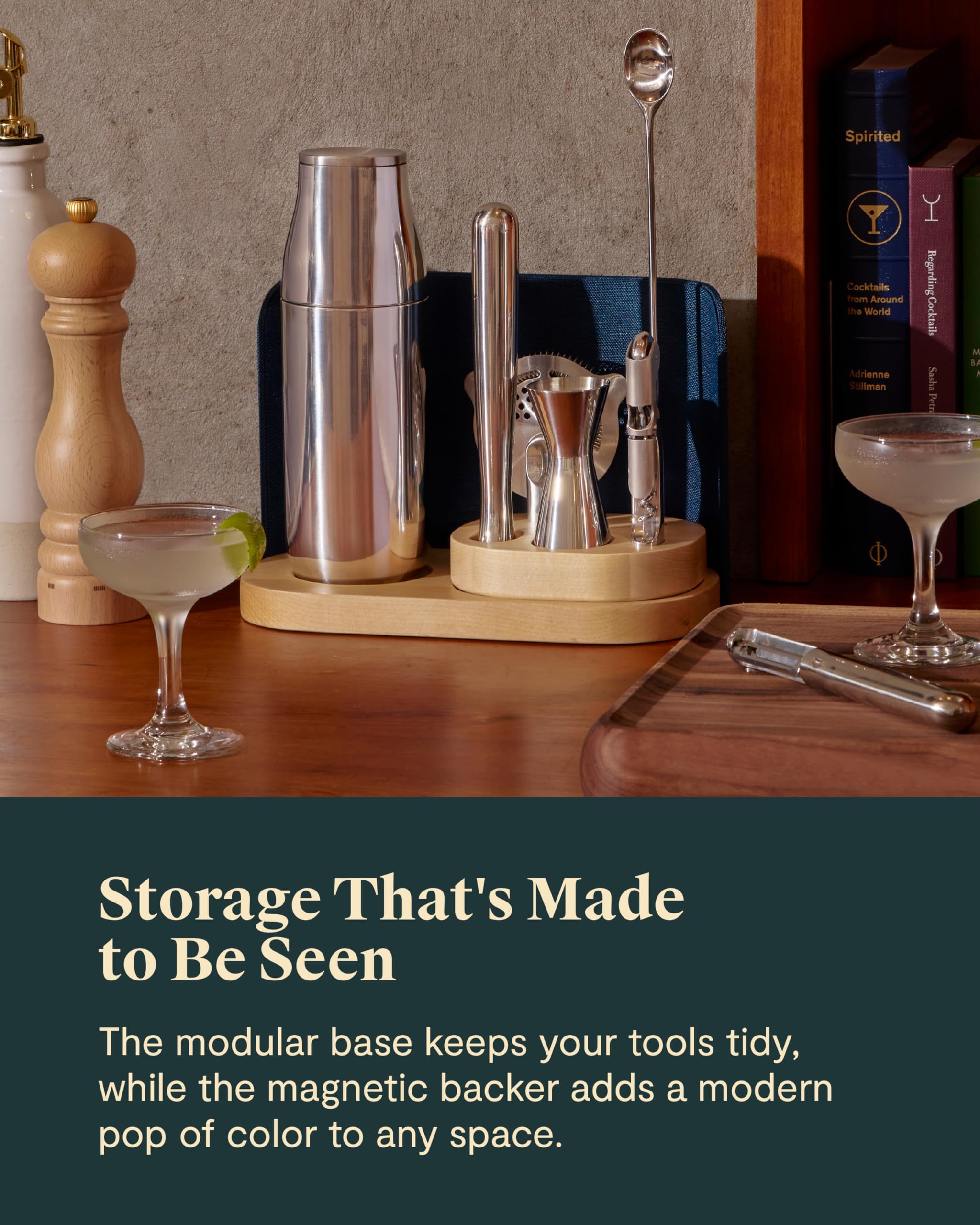 9-Piece Complete Bar Set - Cocktail Shaker, Jigger, Muddler, Wine Key & Organizer