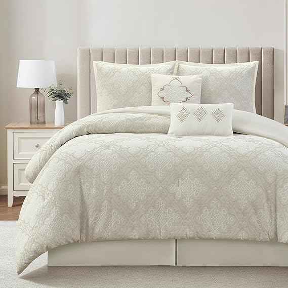 King Geometric Jacquard Comforter Set - Sage
