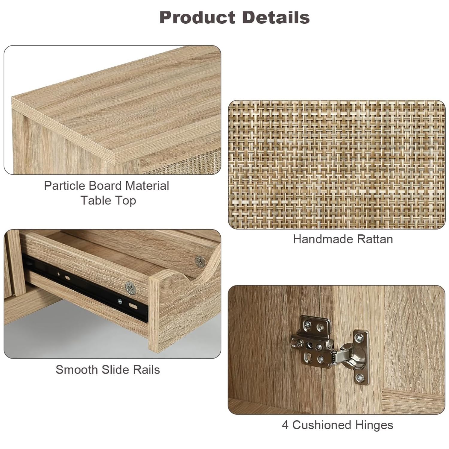 Rattan Wine Bar Cabinet with Glass Holder
