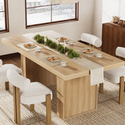 70.8" Dining Table with Storage and Fluted Legs