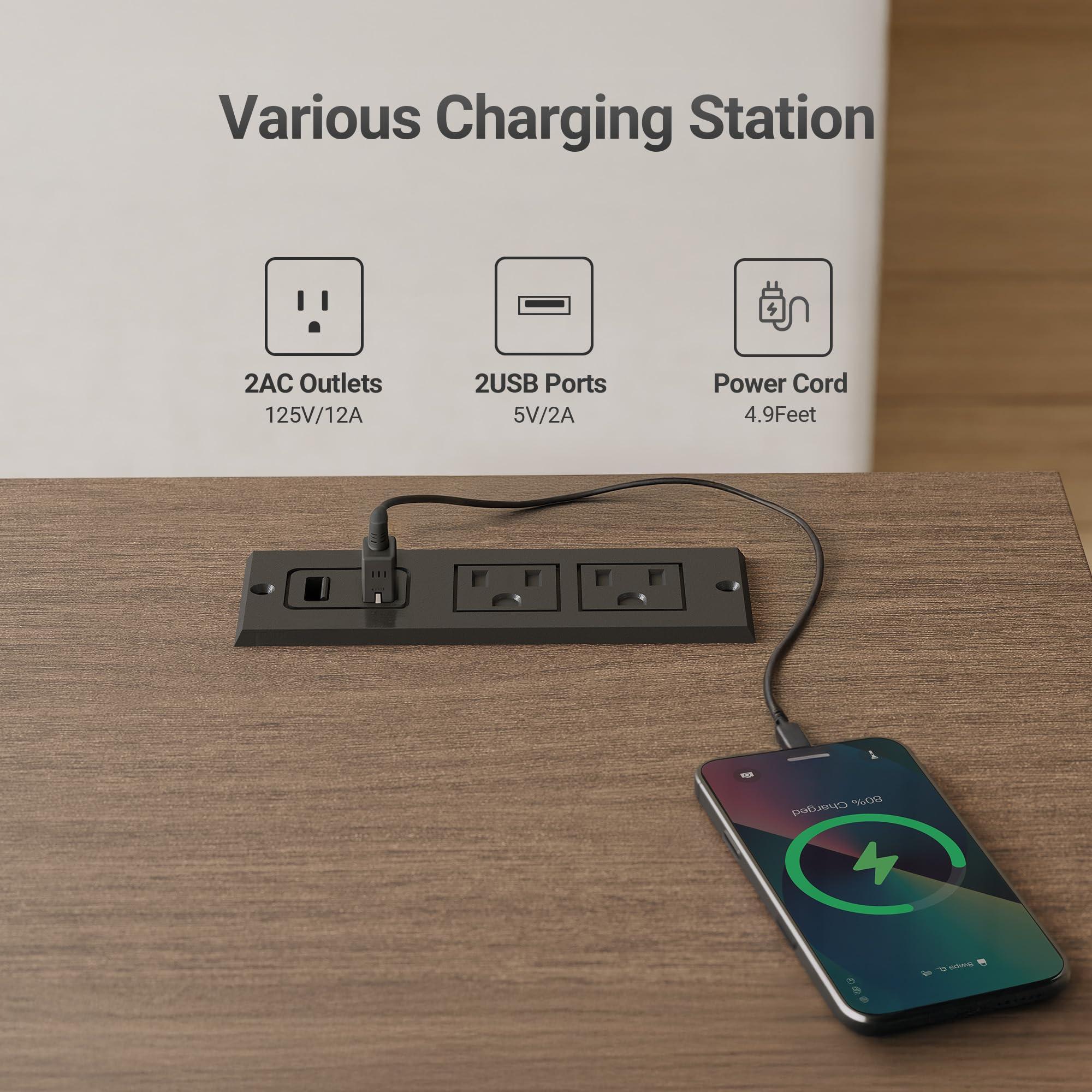 Farmhouse TV Stand with Power Outlet and Sliding Barn Doors