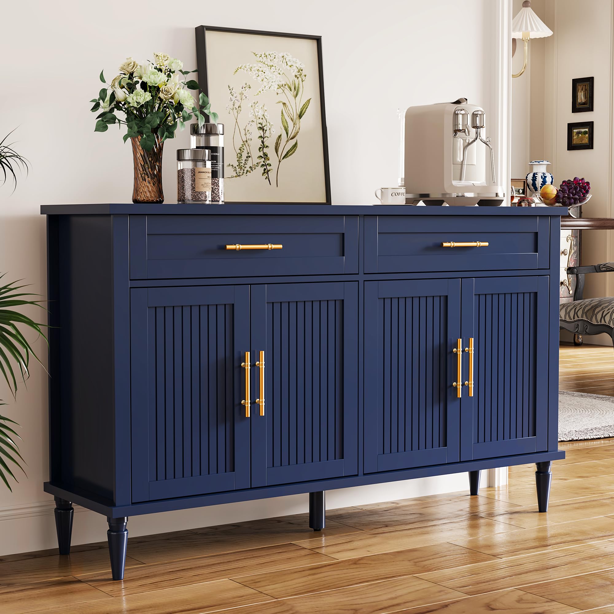 58 Inch Fluted Sideboard Buffet Cabinet with Storage