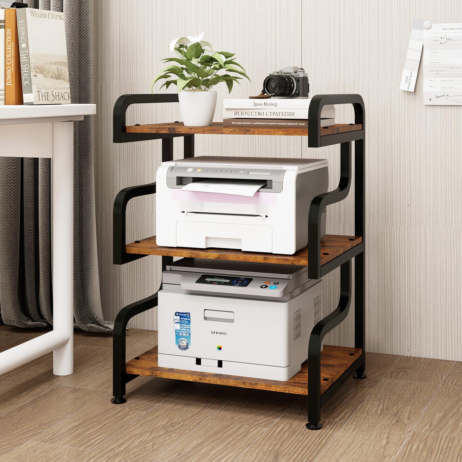 3-Tier Printer Stand with Wheels Movable Storage Cart