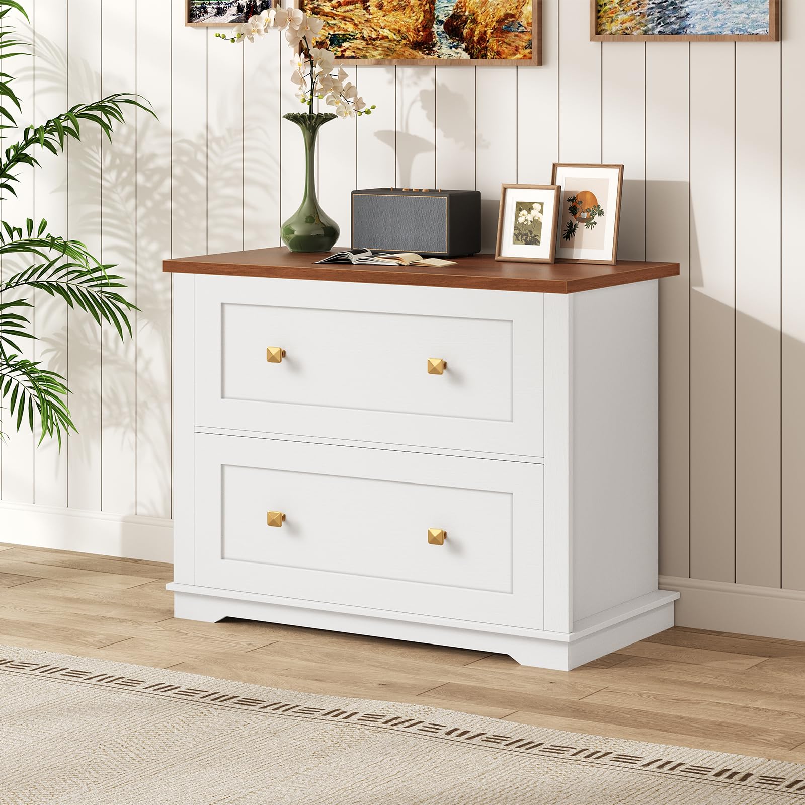 2 Drawer Lateral File Cabinet with Printer Stand