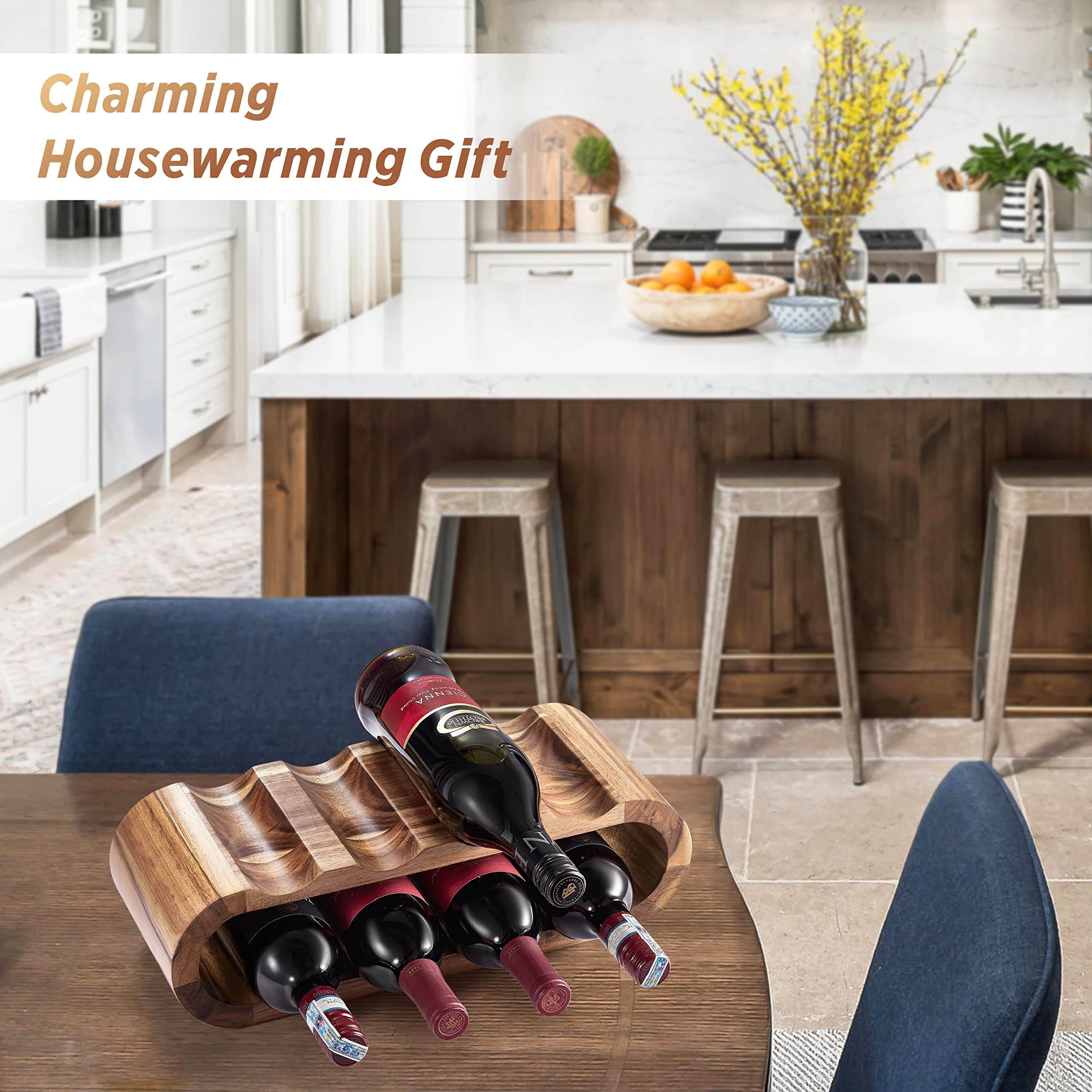 8-Bottle Wooden Wine Rack Countertop Holder
